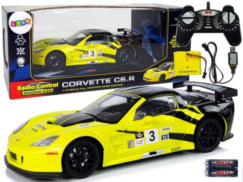 Auto Sportowe Wyścigowe R/C 1:18 Corvette C6.R Żółty 2.4 G Światła LEAN Toys