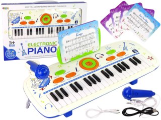 Elektryczne Pianino Keyboard Dla Dzieci Niebieski Nuty USB MP3 LEAN Toys