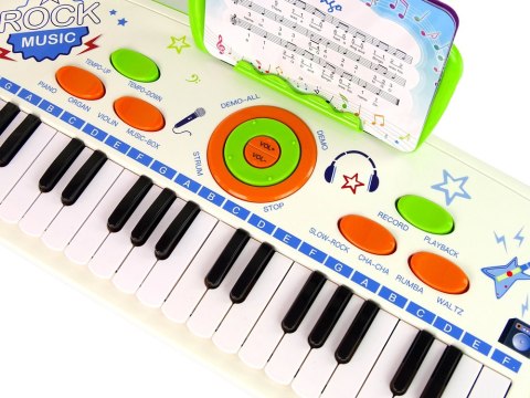 Elektryczne Pianino Keyboard Dla Dzieci Niebieski Nuty USB MP3 LEAN Toys