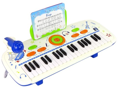 Elektryczne Pianino Keyboard Dla Dzieci Niebieski Nuty USB MP3 LEAN Toys