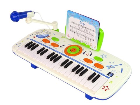 Elektryczne Pianino Keyboard Dla Dzieci Niebieski Nuty USB MP3 LEAN Toys