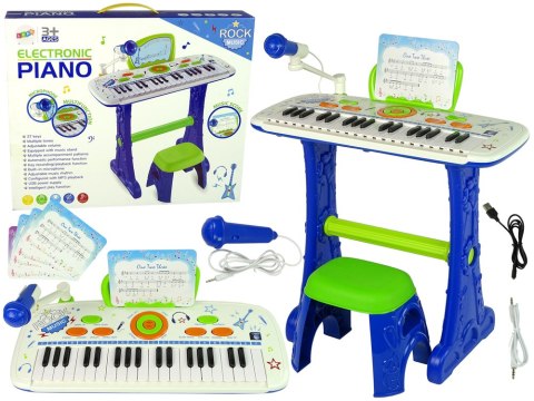 Elektryczne Pianino Keyboard Dla Dzieci Niebieskie Nuty USB LEAN Toys