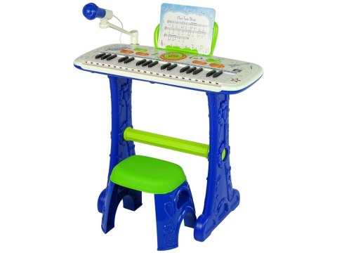 Elektryczne Pianino Keyboard Dla Dzieci Niebieskie Nuty USB LEAN Toys