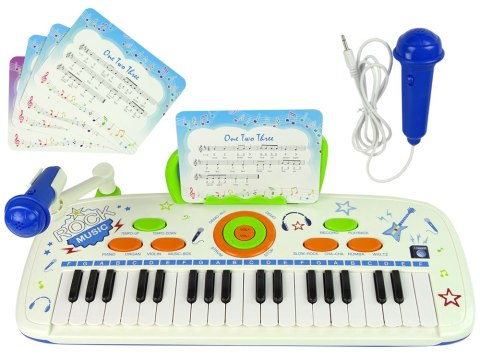 Elektryczne Pianino Keyboard Dla Dzieci Niebieskie Nuty USB LEAN Toys