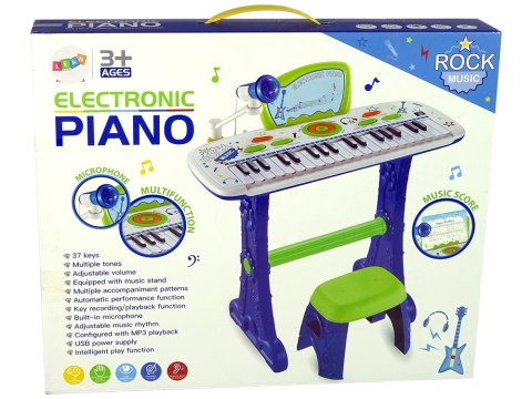 Elektryczne Pianino Keyboard Dla Dzieci Niebieskie Nuty USB LEAN Toys