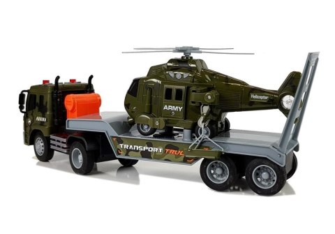 Auto LawetaTransporter Helikopter Wojskowy Dźwięk Światła 1:16 LEAN Toys