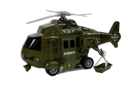 Auto LawetaTransporter Helikopter Wojskowy Dźwięk Światła 1:16 LEAN Toys