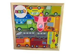 Drewniane Puzzle Środki Transportu Do Dopasowania Autobus Taxi LEAN Toys