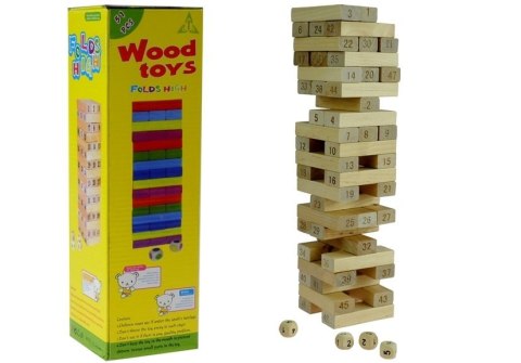 Gra Zręcznościowa Wieża Drewniana 48 Klocków LEAN Toys