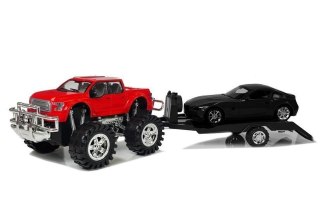 Zestaw Pojazdów Czerwony Monster Truck Czarne BMW Laweta 58 cm LEAN Toys