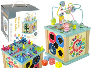 Drewniana Kostka Edukacyjna Sorter Labirynt Gra Chińczyk Zegar LEAN Toys