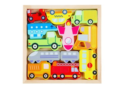 Drewniane Puzzle Środki Transportu Do Dopasowania Autobus Taxi LEAN Toys