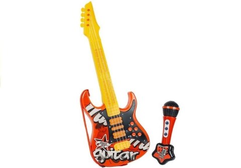 Gitara Elektryczna Mikrofon Struny Czerwona LEAN Toys