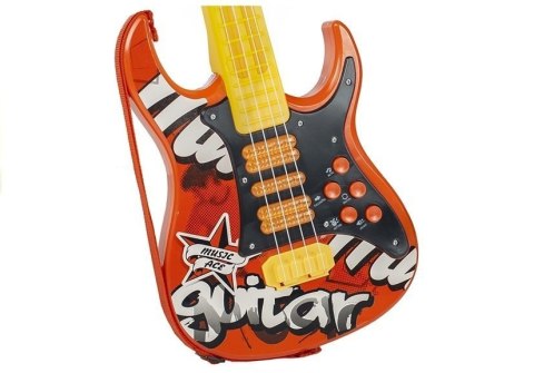 Gitara Elektryczna Mikrofon Struny Czerwona LEAN Toys