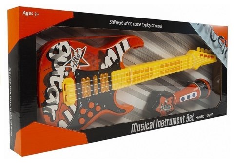 Gitara Elektryczna Mikrofon Struny Czerwona LEAN Toys