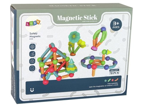 Magnetyczne Klocki Konstrukcyjne Plastikowe 78 Elementów LEAN Toys