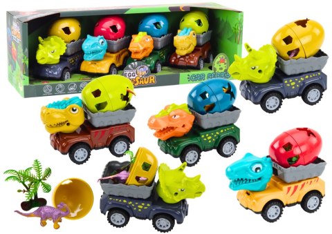 Auto Dinozaur Z Jajem Samochód Z Przyczepą Figurki Zestaw 4 ele. LEAN Toys