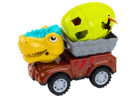 Auto Dinozaur Z Jajem Samochód Z Przyczepą Figurki Zestaw 4 ele. LEAN Toys