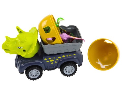 Auto Dinozaur Z Jajem Samochód Z Przyczepą Figurki Zestaw 4 ele. LEAN Toys