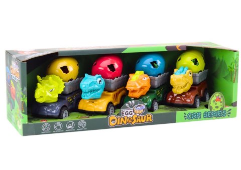 Auto Dinozaur Z Jajem Samochód Z Przyczepą Figurki Zestaw 4 ele. LEAN Toys