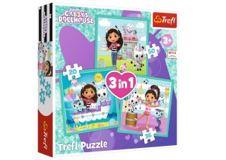 Puzzle 3w1 Gabby's Dollhouse, Aktywności Gabby Trefl 34871 Trefl Puzzle