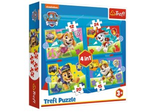 Puzzle 4w1 Psi Patrol Biegnące Pieski Trefl 34628 Trefl Puzzle