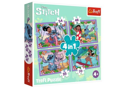 Puzzle 4w1 Szalony Dzień Lilo & Stich Trefl 34633 Trefl Puzzle