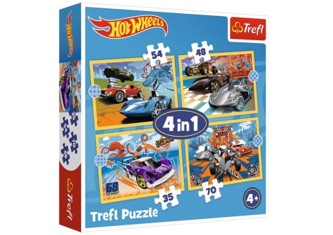 Puzzle Hot Wheels 4w1 Pojazdy Trefl 34627 Trefl Puzzle