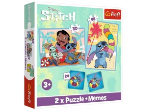 Puzzle + Memos 2w1 Lilo & Stitch, Wesoły Dzień Trefl 93585 Trefl Puzzle