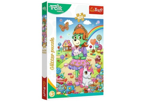 Puzzle z brokatem Rodzina Treflików 100 el. Brokatowe Trefliki Trefl 14833 Trefl Puzzle