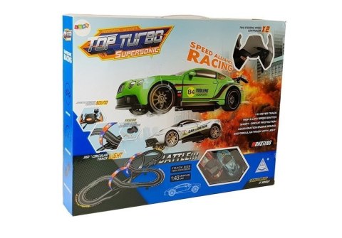 Tor Wyścigowy 1:43 2 Autka Top Turbo Światła 7,6 m długości LEAN Toys