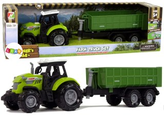 Traktor Odpinana Przyczepka Farma Dźwięk Zielony LEAN Toys