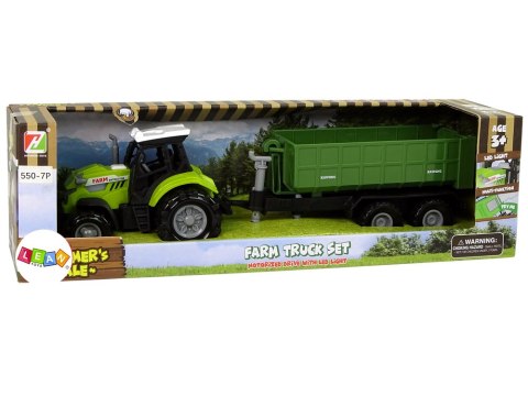 Traktor Odpinana Przyczepka Farma Dźwięk Zielony LEAN Toys