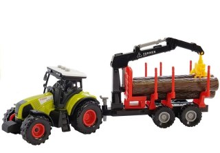 Traktor z Przyczepą leśną z Drewnem i Ramieniem LEAN Toys