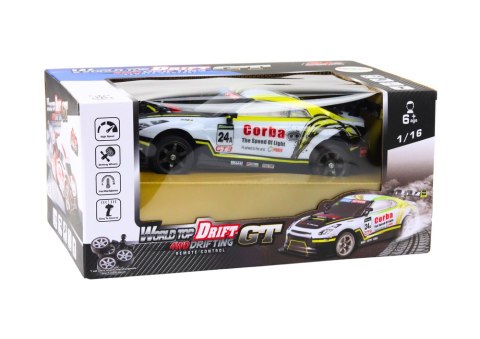 Auto Sportowe RC 1:16 Drift Wymienne Koła Biało-Żółte LEAN Toys