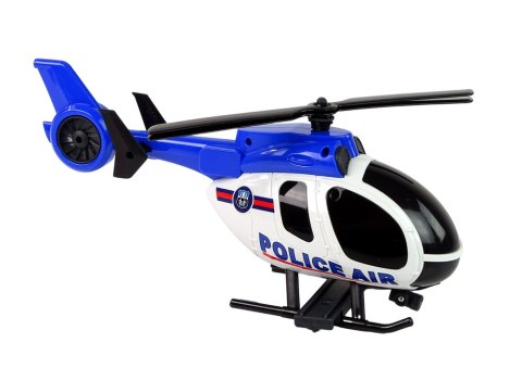 Zestaw Pojazdów Helikopter Auto Policja Dźwięk Niebieskie LEAN Toys