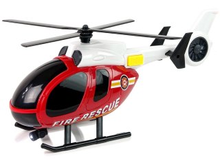 Zestaw Pojazdów Helikopter Auto Straż Pożarna Dźwięk Czerwone LEAN Toys