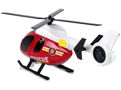 Zestaw Pojazdów Helikopter Auto Straż Pożarna Dźwięk Czerwone LEAN Toys