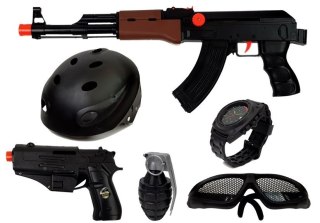 Zestaw Policjanta Dla Dzieci S.W.A.T Pistolety Kask Czarny LEAN Toys