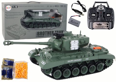 Czołg Leopard RC Zdalnie Sterowany Armata 1:18 Szary LEAN Toys