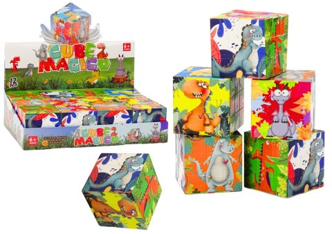 Magiczna Kostka Układanka Edukacyjna Dinozaury Puzzle Gra Logiczna LEAN TOYS