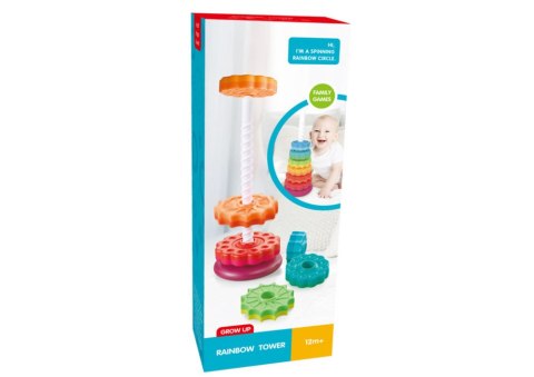 Piramida Obrotowa Wieża Sorter Układanka Tęczowa 6 El. LEAN Toys