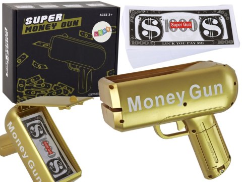 Pistolet Na Pieniądze Strzelający Złoty Wyrzutnia Money Gun Banknoty LEAN Toys