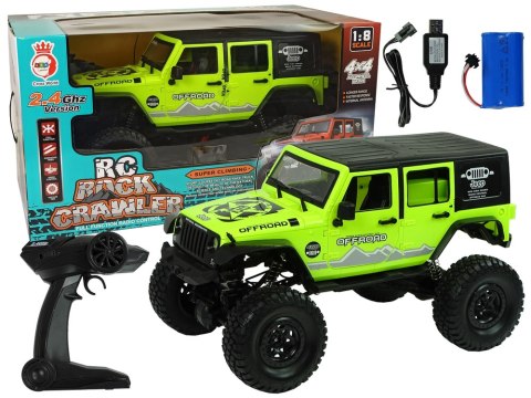 Auto Terenowe Rock Crawler 2.4 GHz Zielone Amortyzatory 4x4 LEAN Toys