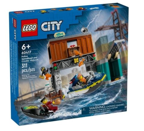 Klocki City 60417 Policyjna motorówka i kryjówka złodziejaszków LEGO