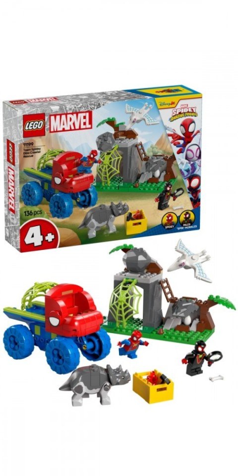 Klocki SPIDEY 11199 Misja ratunkowa zespołu Spidey'ego w dinoterenówce LEGO