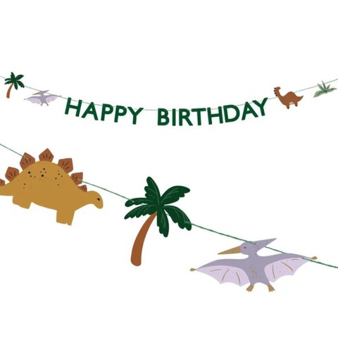 Baner Happy Birthday Dino 3m Partydeco Spółka z Ograniczoną Odpowiedzialnością