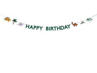 Baner Happy Birthday Dino 3m Partydeco Spółka z Ograniczoną Odpowiedzialnością