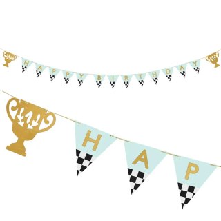 Baner Happy Birthday Puchary 2,5m Partydeco Spółka z Ograniczoną Odpowiedzialnością