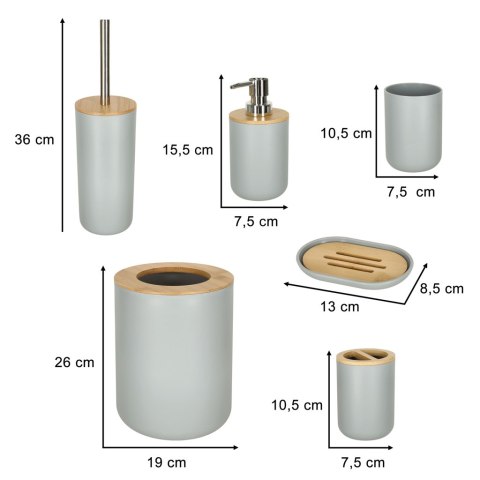 Zestaw łazienkowy szczotka dozownik komplet 6 elementów szary Kik sp. z o.o. sp. k.
